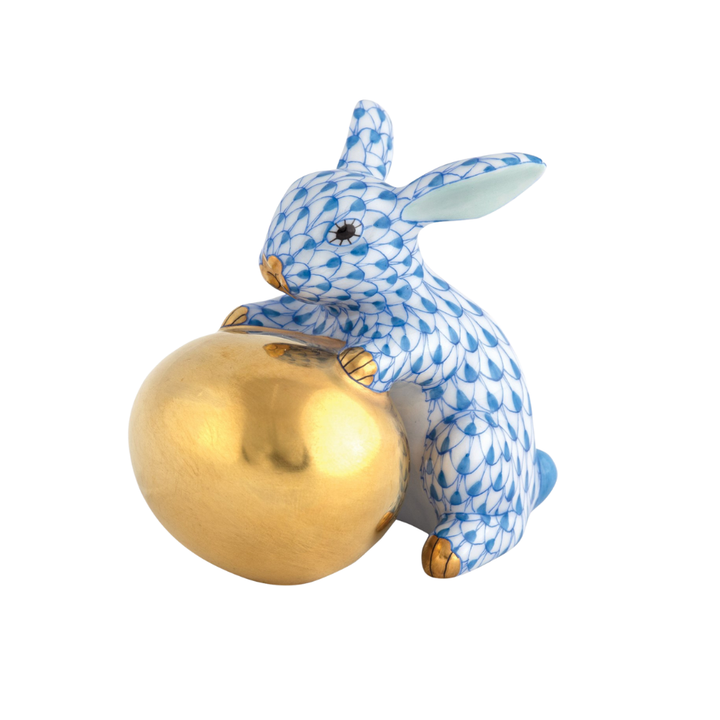 HEREND Bunny With Egg BLUE