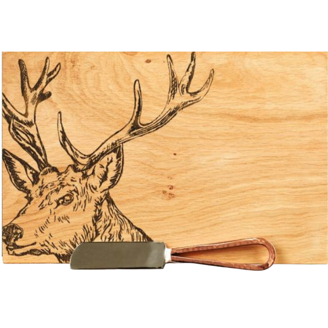 SELBRAE HOUSE Oak Stag Cheese Board And Knife Set