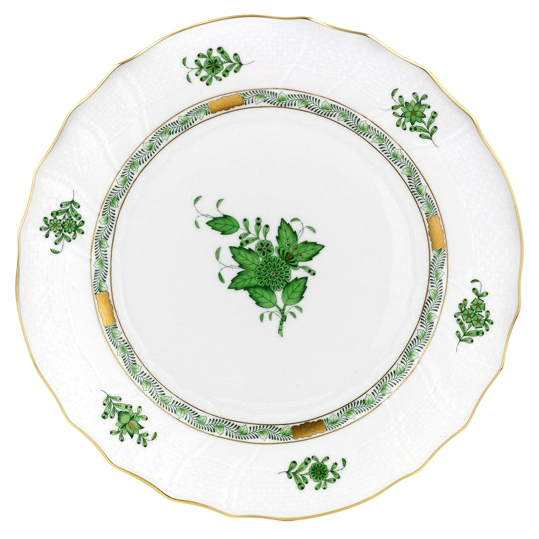 HEREND Chinese Bouquet Green Dinner Plate