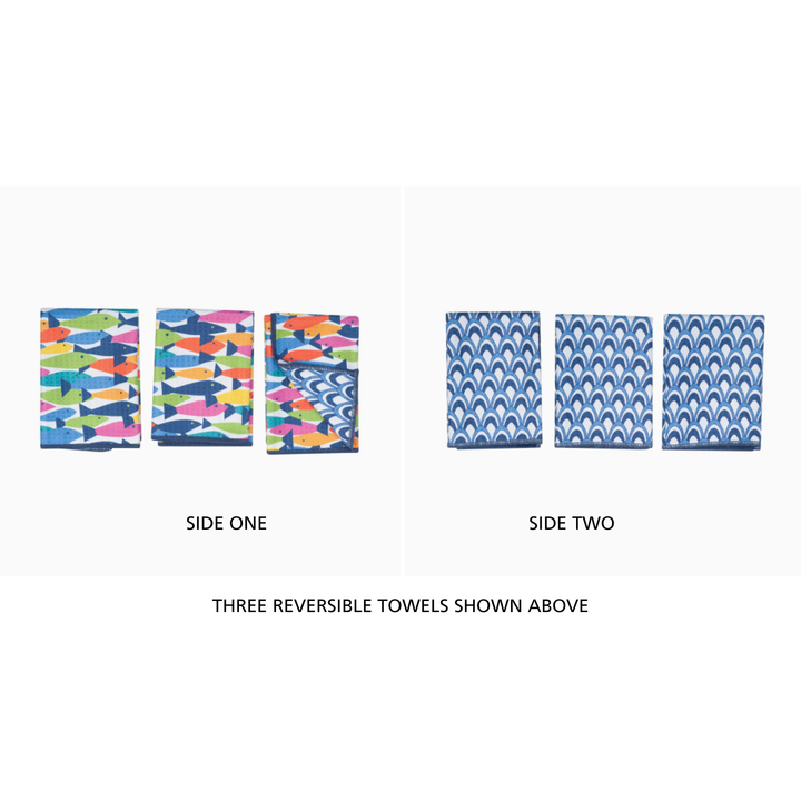 ONCE AGAIN HOME CO Reversible King Fish Mini Towel Set