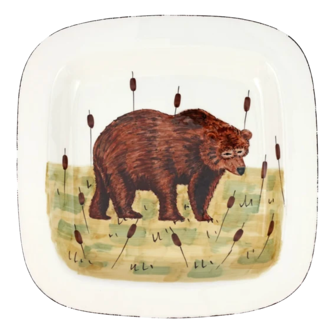 VIETRI VIETRI WILDLIFE BEAR SQUARE PLATTER
