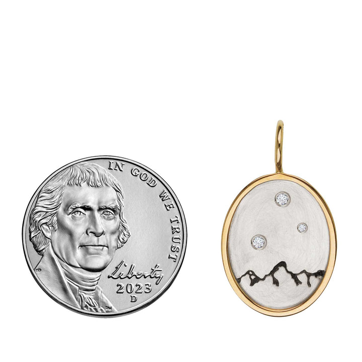 HEATHER B. MOORE Tetons Small Oval Gold Framed Silver With Diamonds