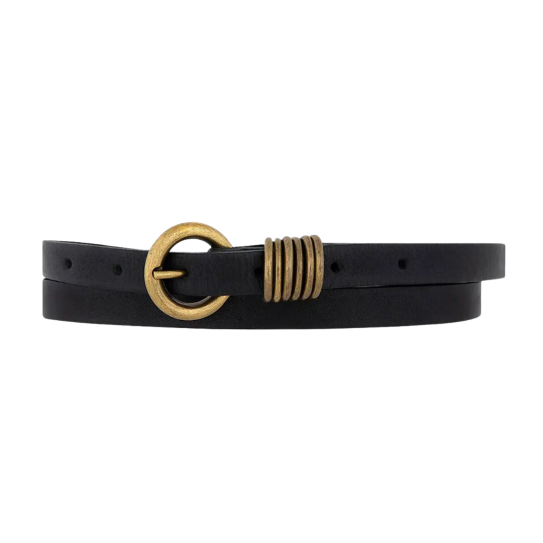 AMSTERDAM HERITAGE Alie Skinny Leather Black Extra Small To Small Belt Default Title