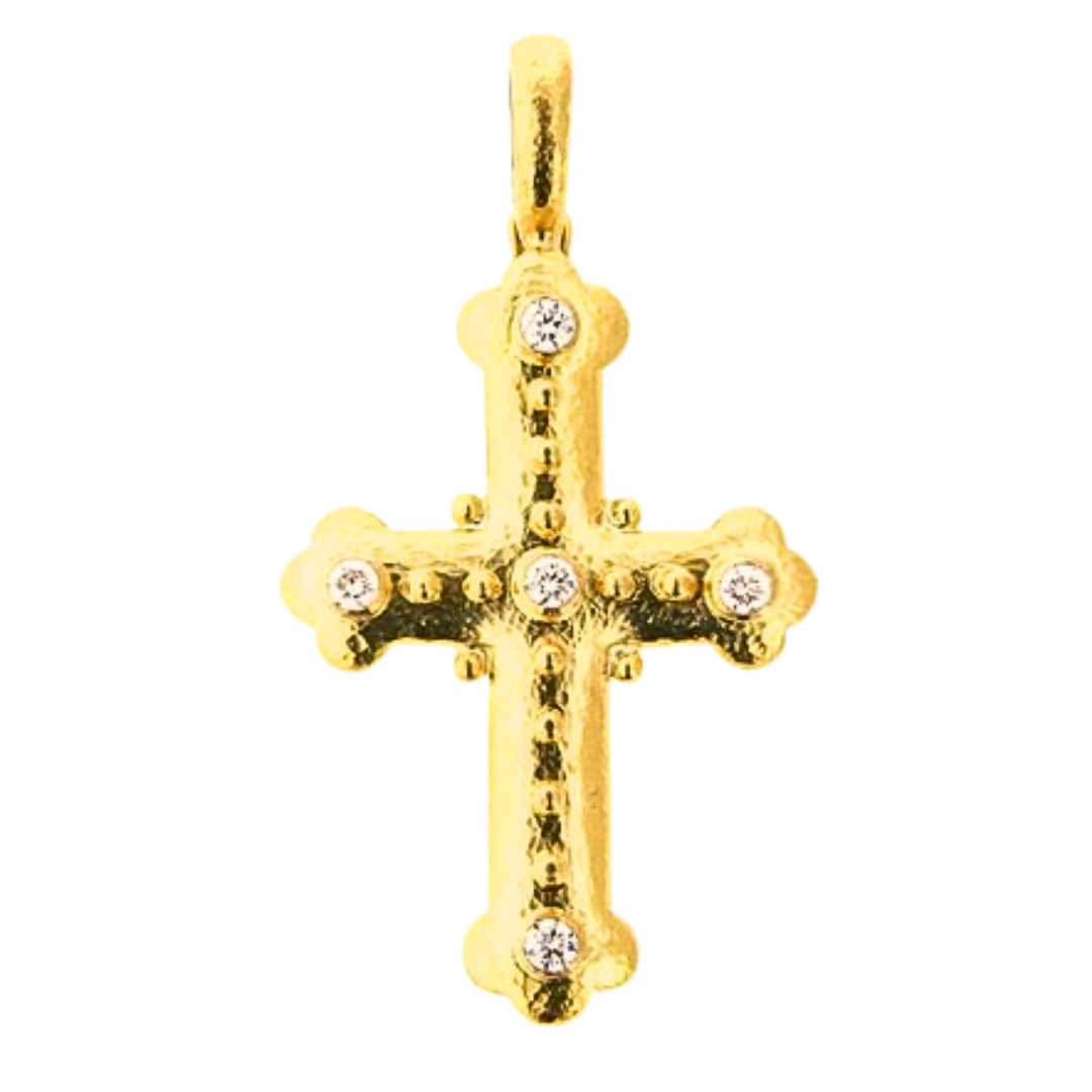 Byzantine Cross In 19K Yellow Gold With Diamonds Pendant