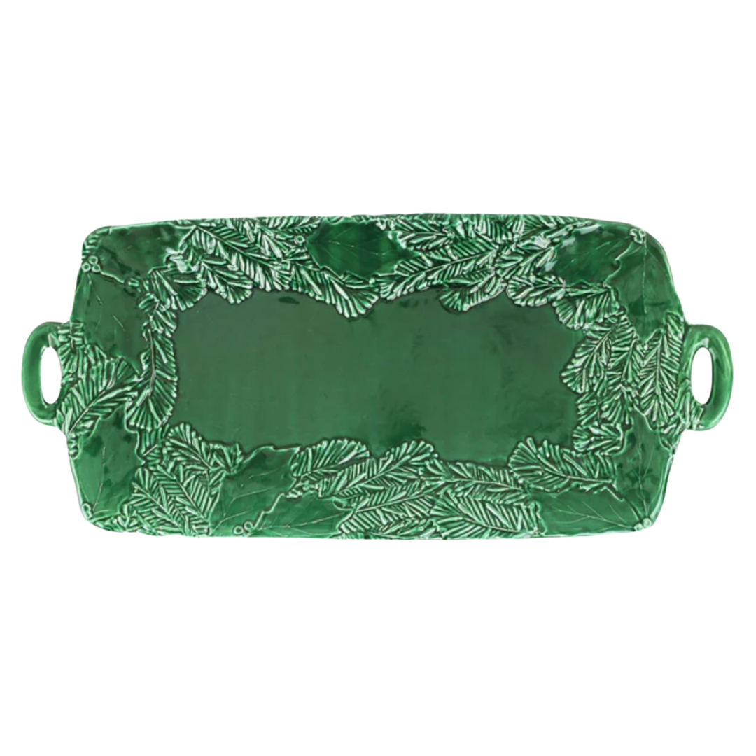 VIETRI Lastra Holiday Green Figural Handled Platter Default Title