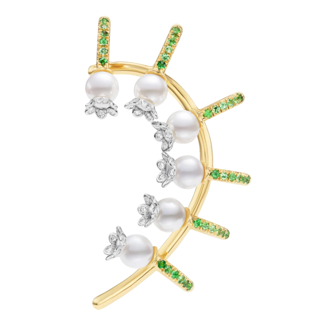 MELUZZA 18K Yellow Gold And Platinum Lily Of The Vally Cuff Earrings Default Title