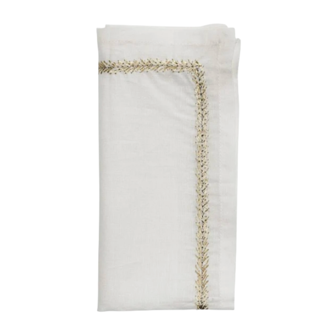 KIM SEYBERT Jardin White With Gold And Silver Napkin Default Title