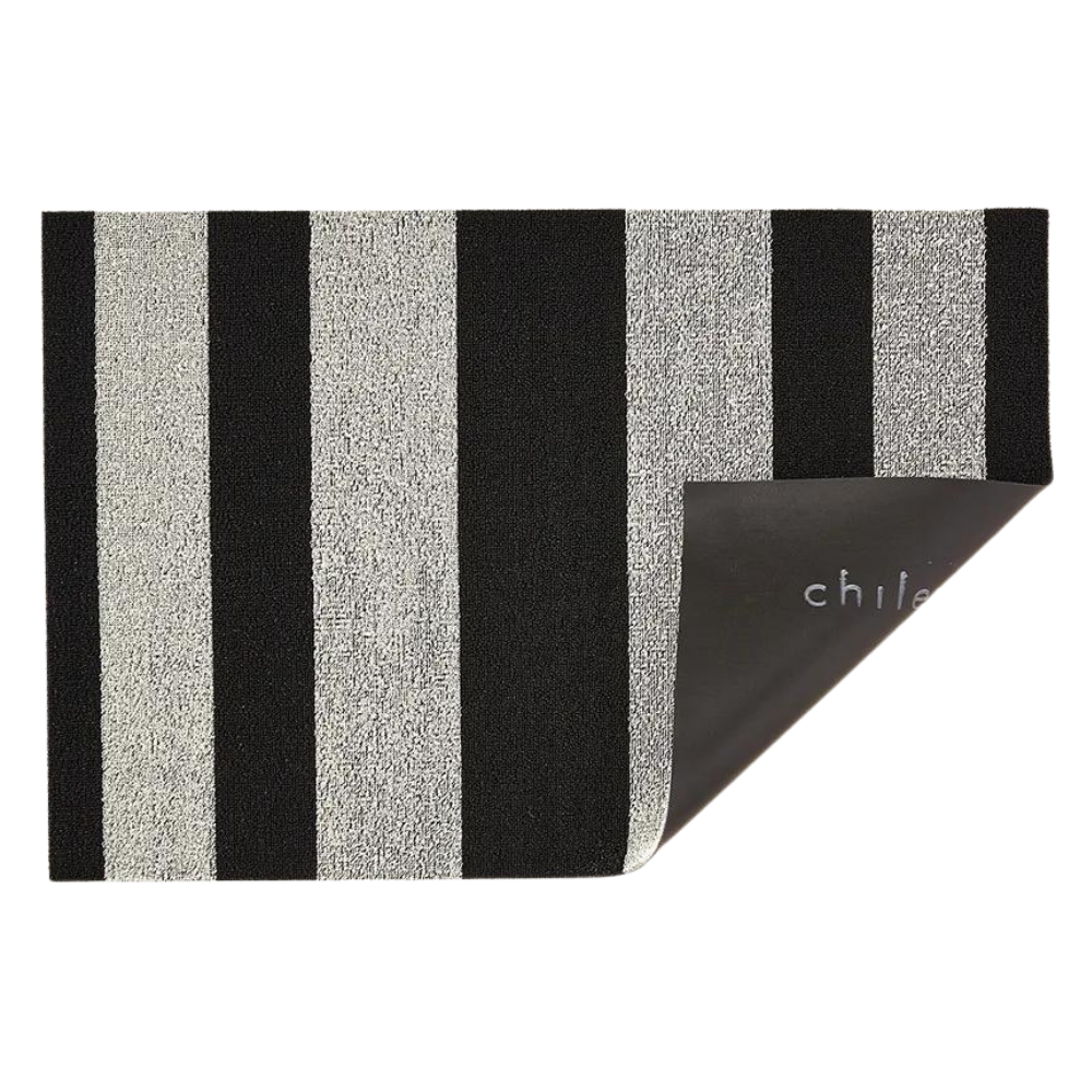 CHILEWICH Shag Black And White Bold Stripe Big Mat Default Title