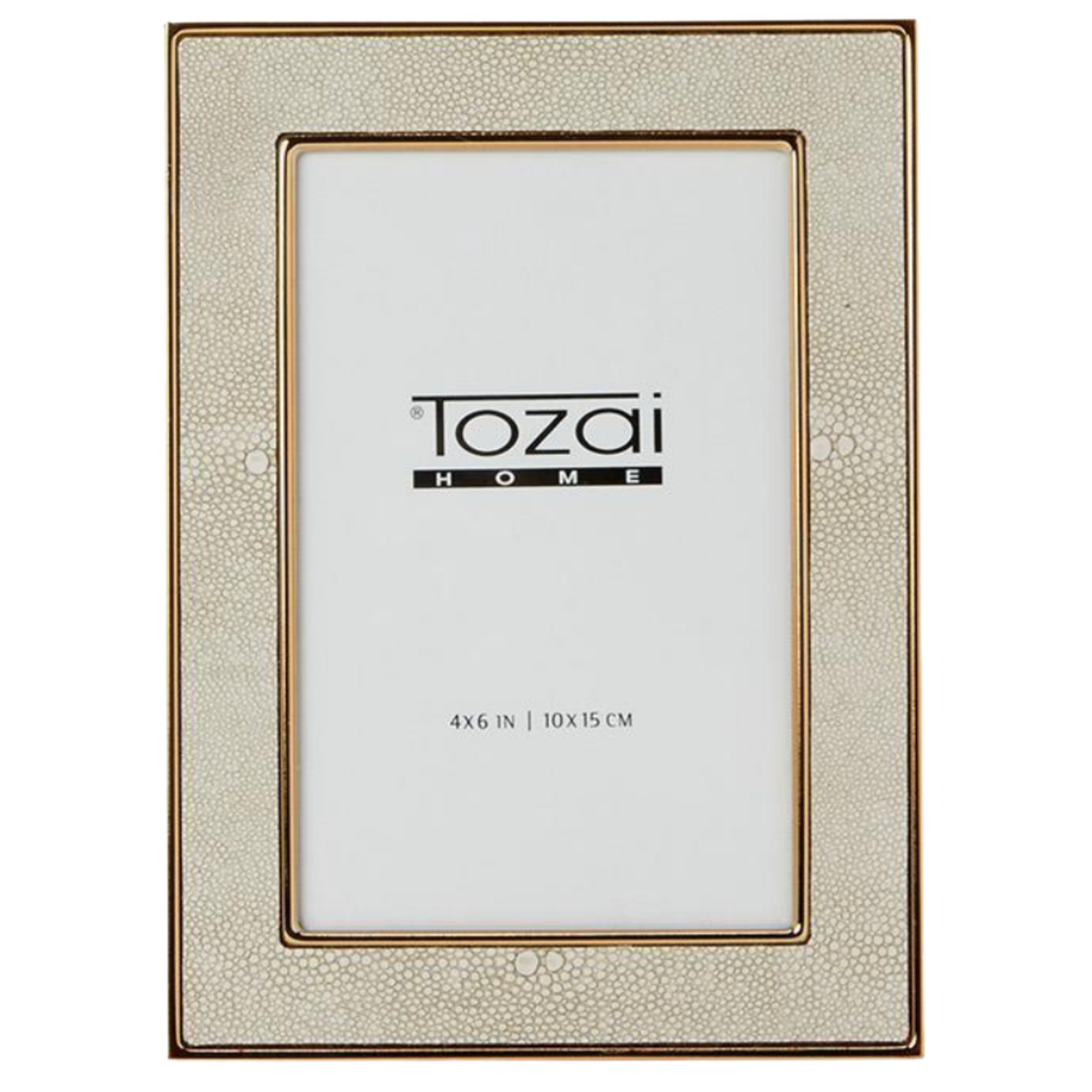 TWO'S COMPANY Cream Shagreen XL Photo Frame Default Title