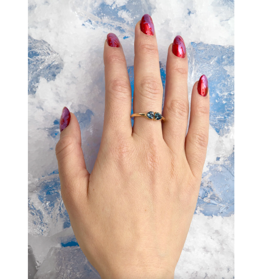 MELUZZA Broken Ice Blue And Teal Sapphire Ring