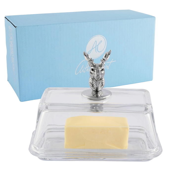 ARTHUR COURT Elk Glass Butter Dish