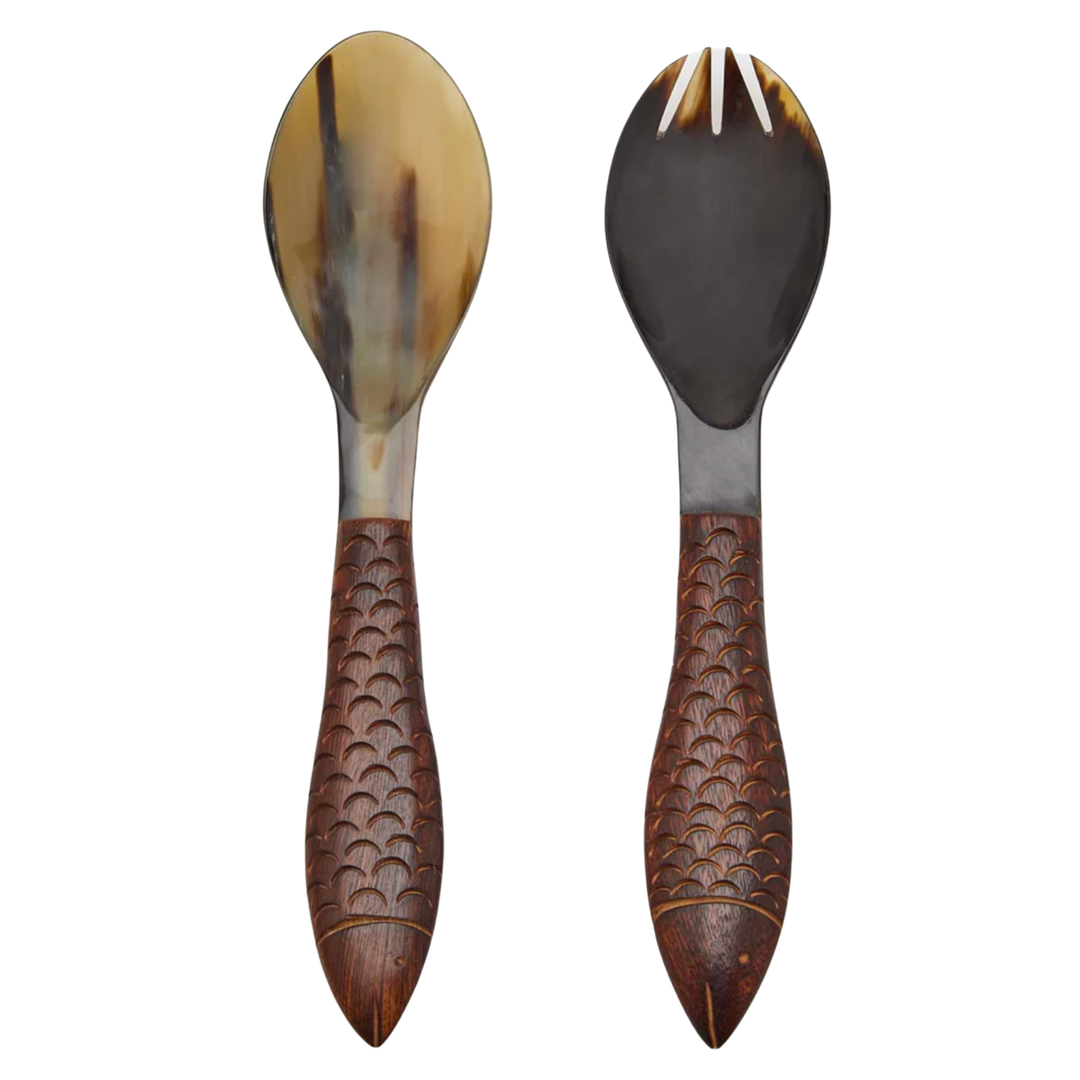 TWO'S COMPANY Fish Salad Servers Set Of 2 Default Title