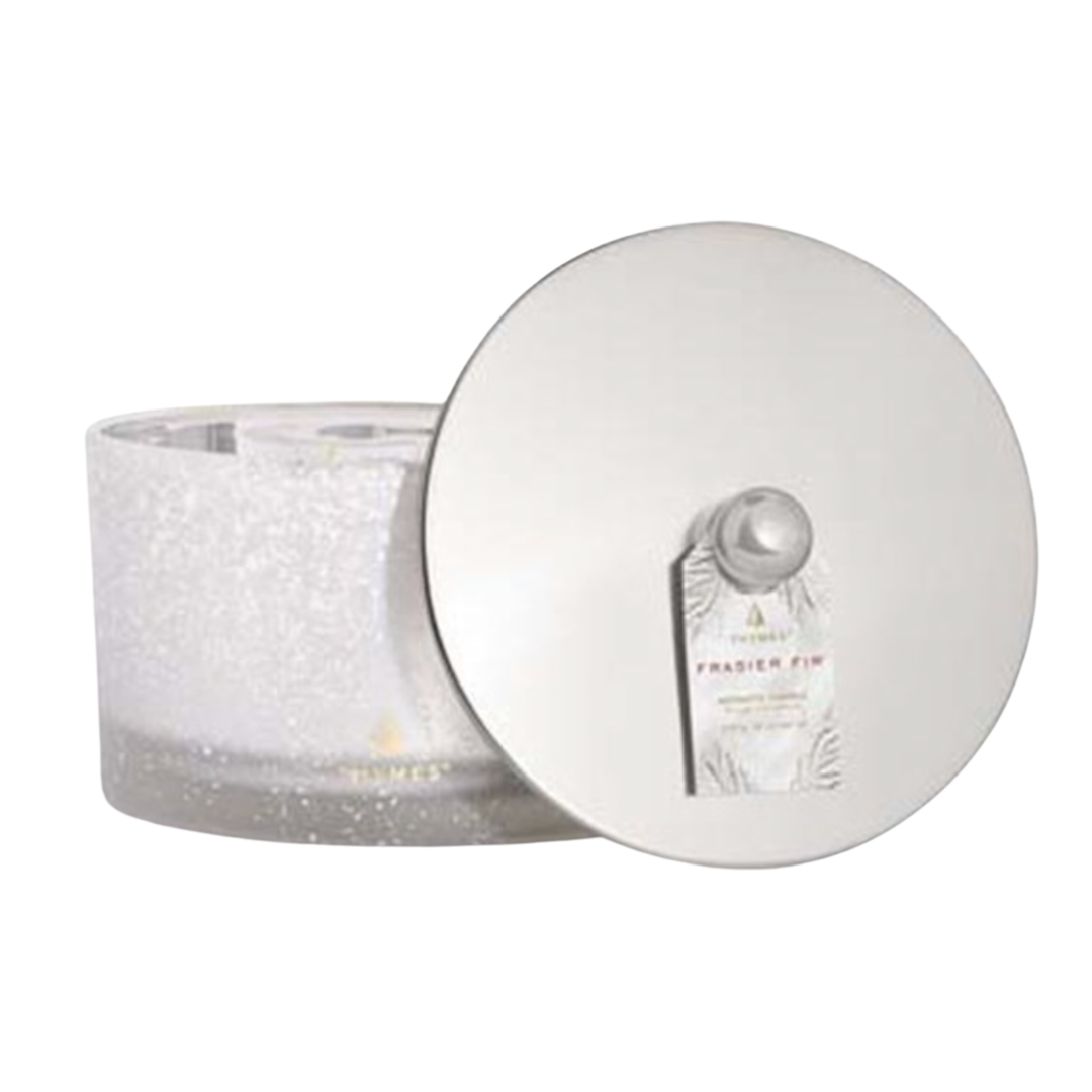 THYMES Frazier Fir Large Poured 3 Wick Flocked Candle