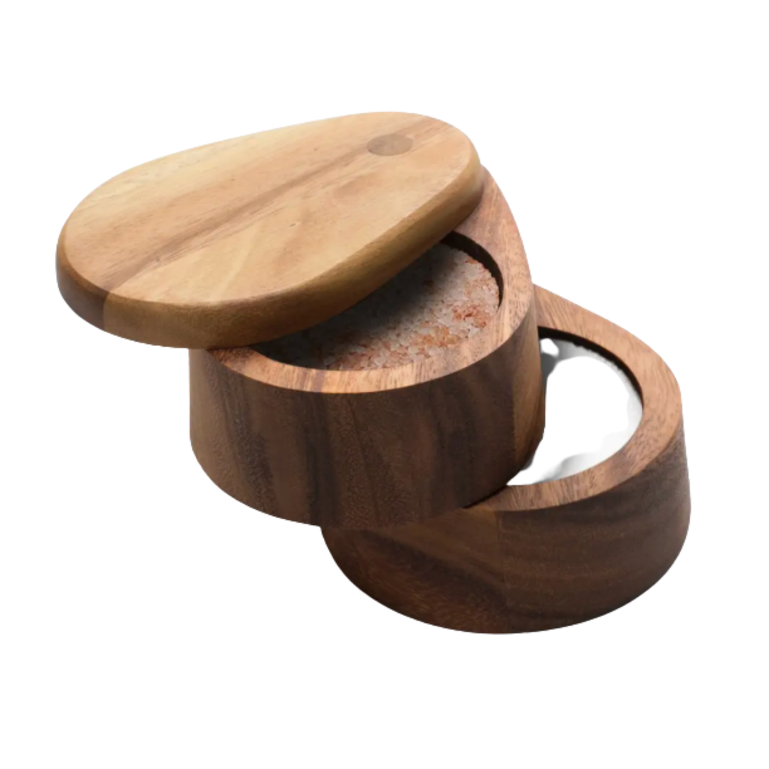 FOX RUN Acacia Double Layer Swivel Wood Salt Box Default Title