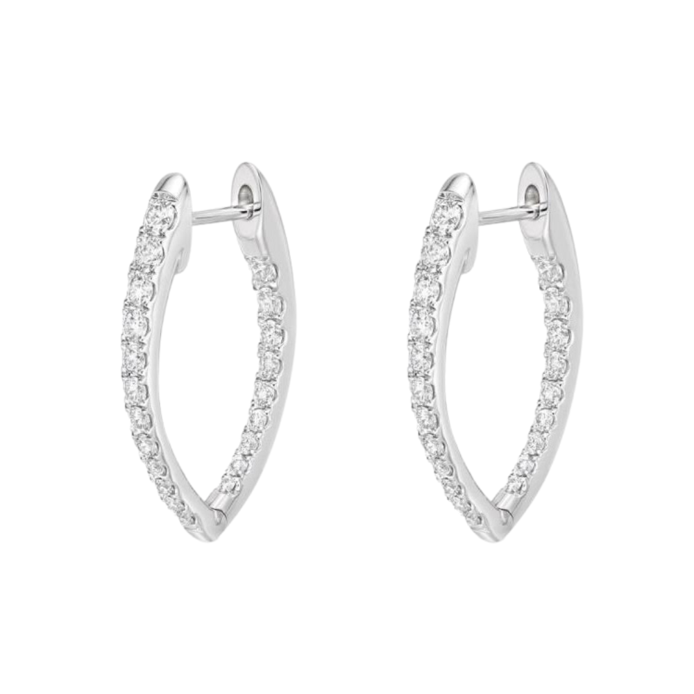 MEMOIRE 18K WHITE GOLD HOOPS EARRINGS