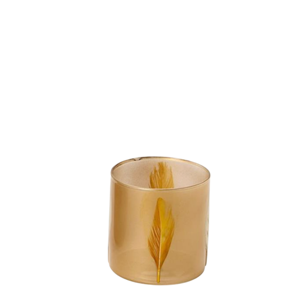TWO'S COMPANY Feather Hurricane Small Candle Holder Default Title