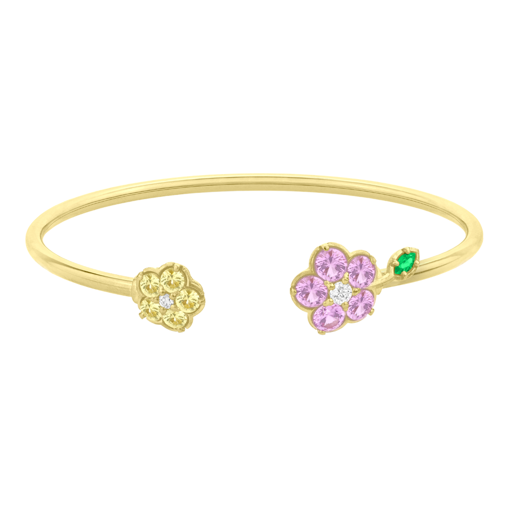 PAUL MORELLI Wild Child Yellow Gold Large Bangle Bracelet With Yellow And Pink Sapphires Default Title