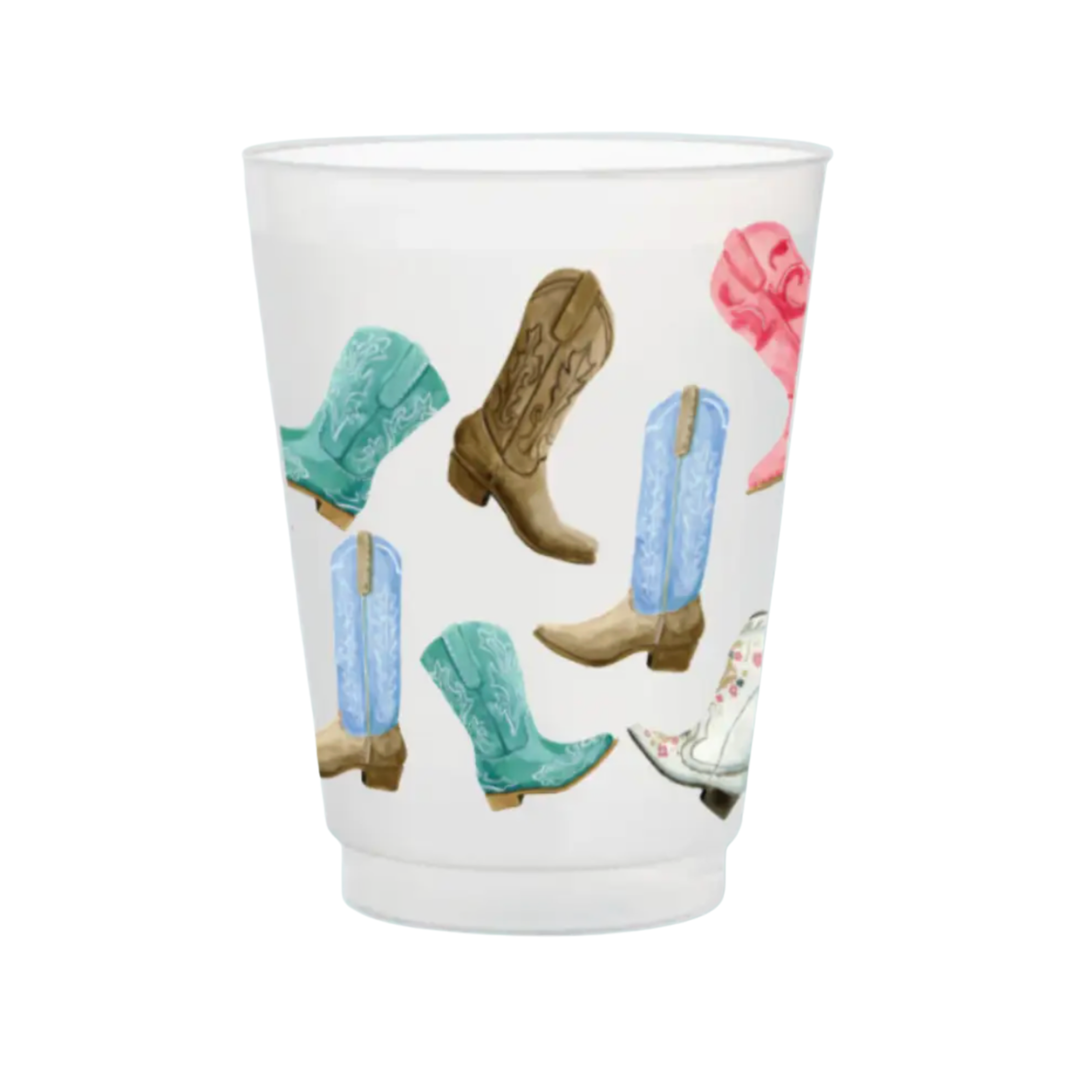 TAYLOR PALADINO Frosted Cup With Colorful Cowboy Boots Default Title