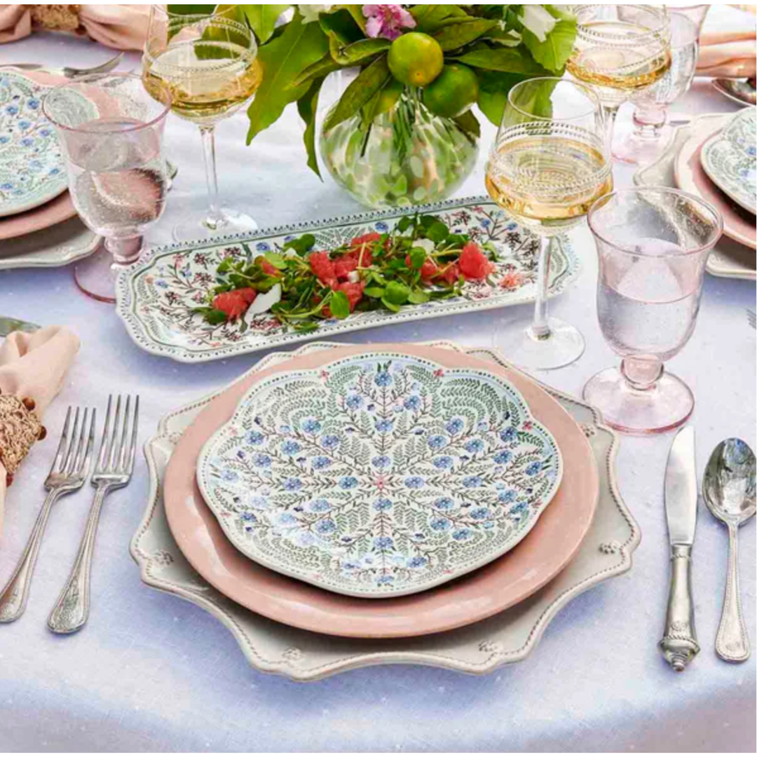 JULISKA Villa Seville Chambray Floral Scalloped DessertSalad Plate