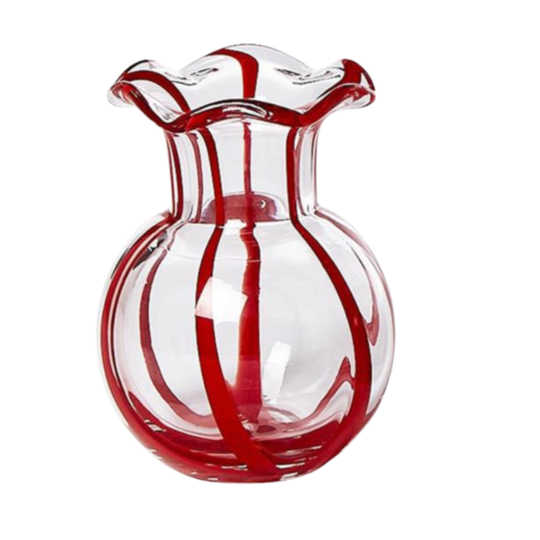 TWO'S COMPANY Ruffled Red Ribbon Vase Default Title