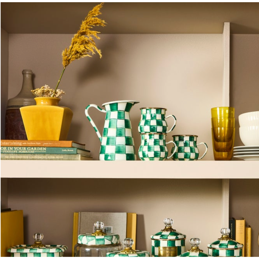 MACKENZIE CHILDS Emerald Check Medium Practical Pitcher