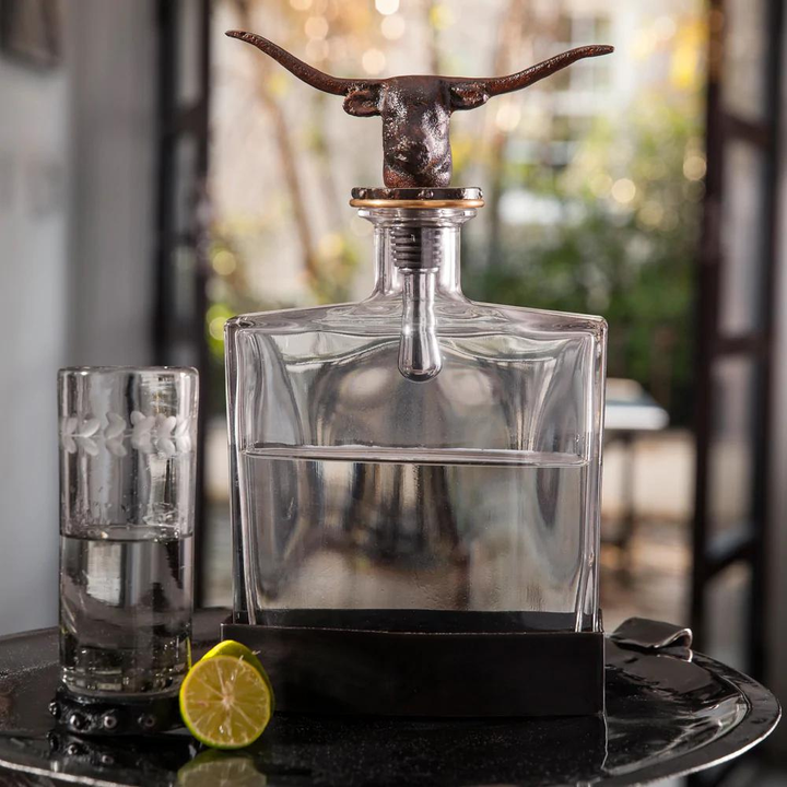 JAN BARBOGLIO Nueces Decanter With Longhorn Topper