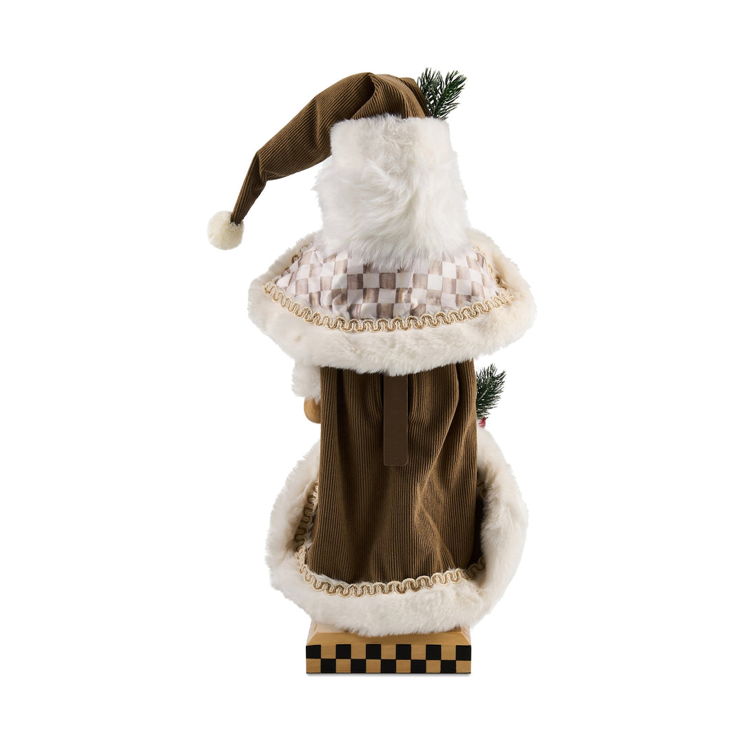MACKENZIE CHILDS MacKenzie-Childs Mocha Check Wood Santa Nutcracker