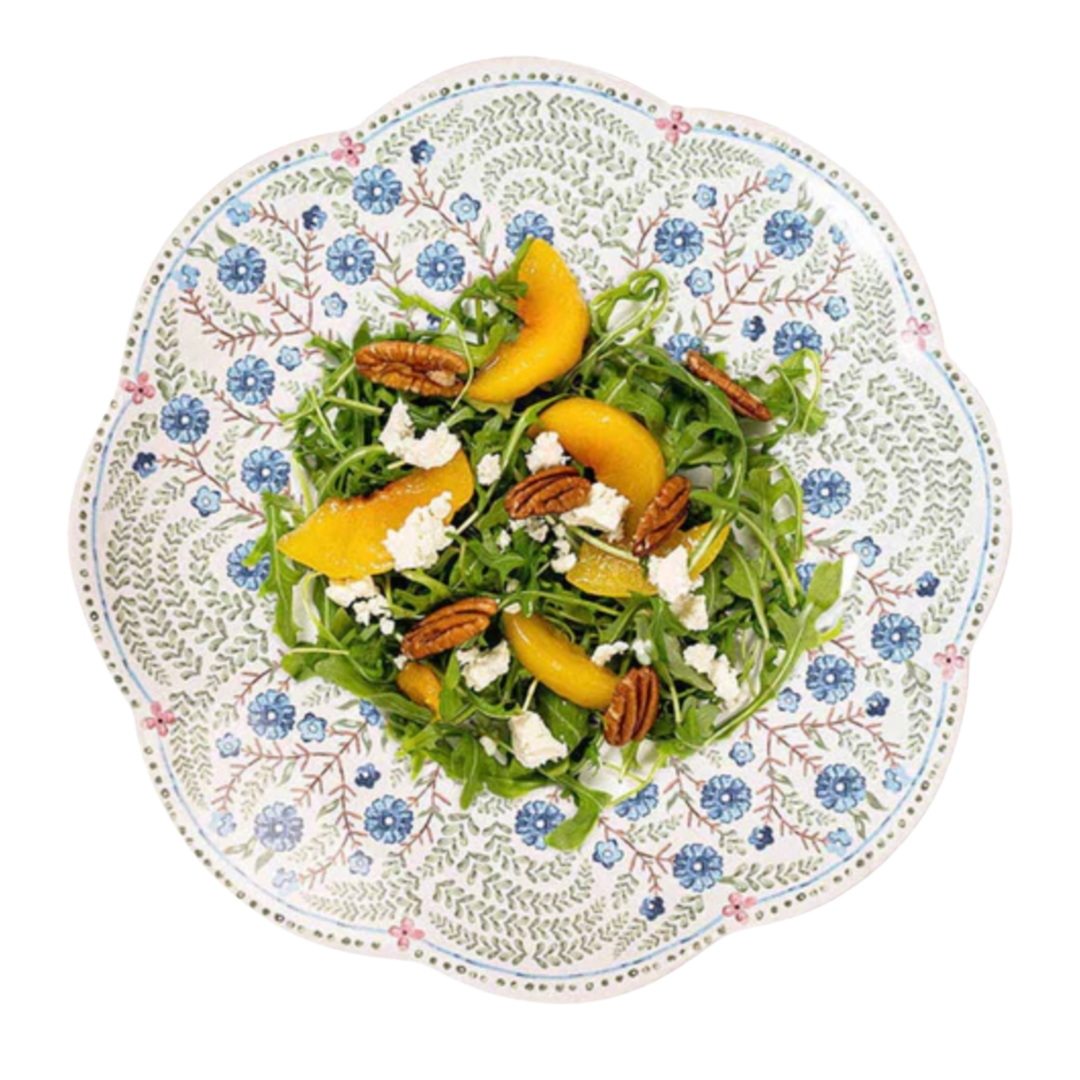 JULISKA Villa Seville Chambray Floral Scalloped DessertSalad Plate