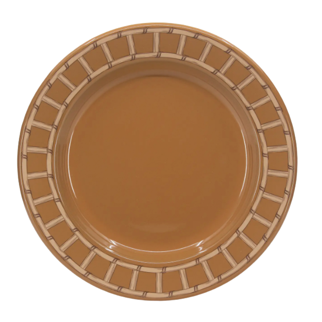CROW CANYON HOME Mocha Domino Wicker Enamelware Dinner Plate Default Title