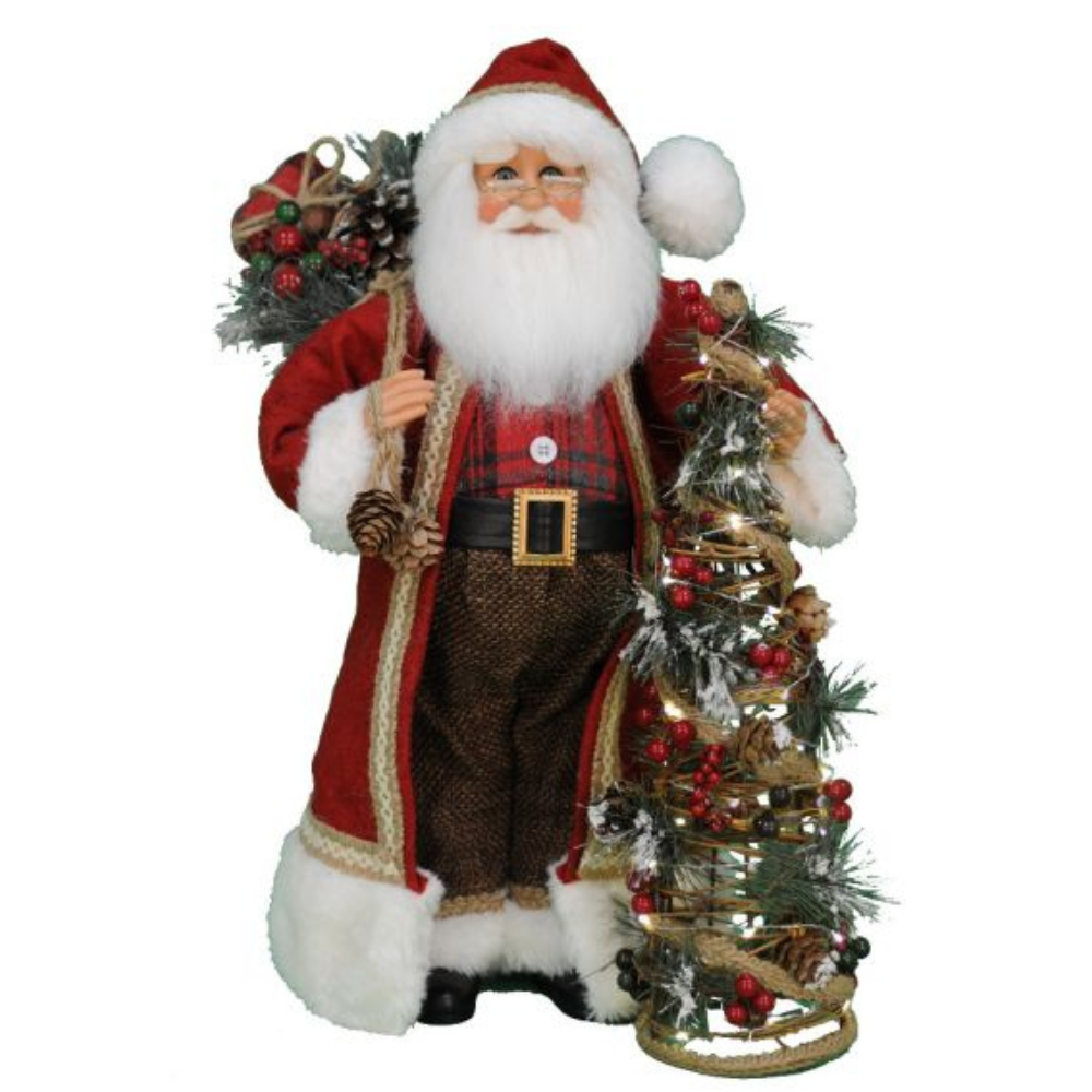 KAREN DIDION Woodland Pine Lighted Santa Default Title