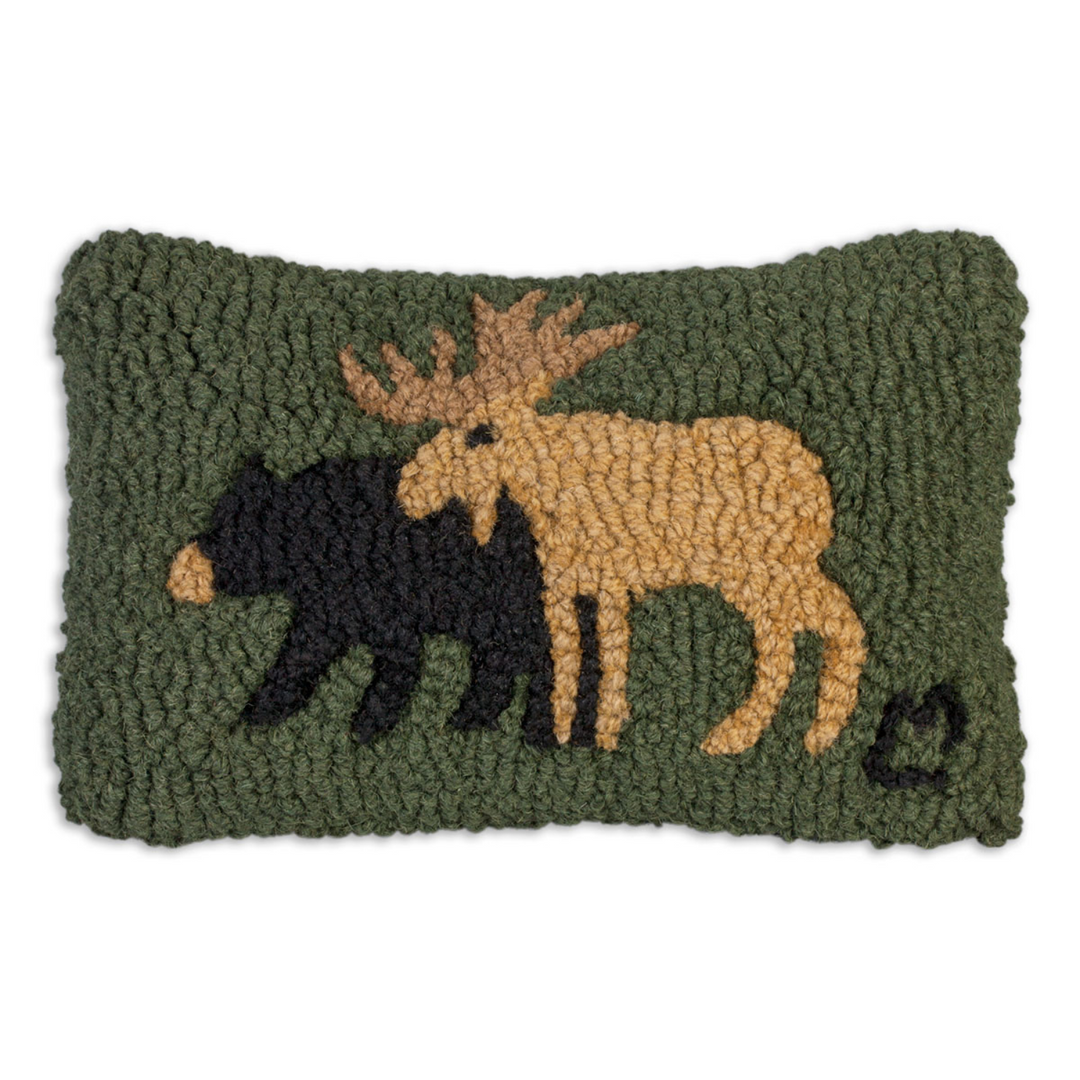 CHANDLER 4 CORNERS Moose And Bear Hand Hooked Pillow Default Title