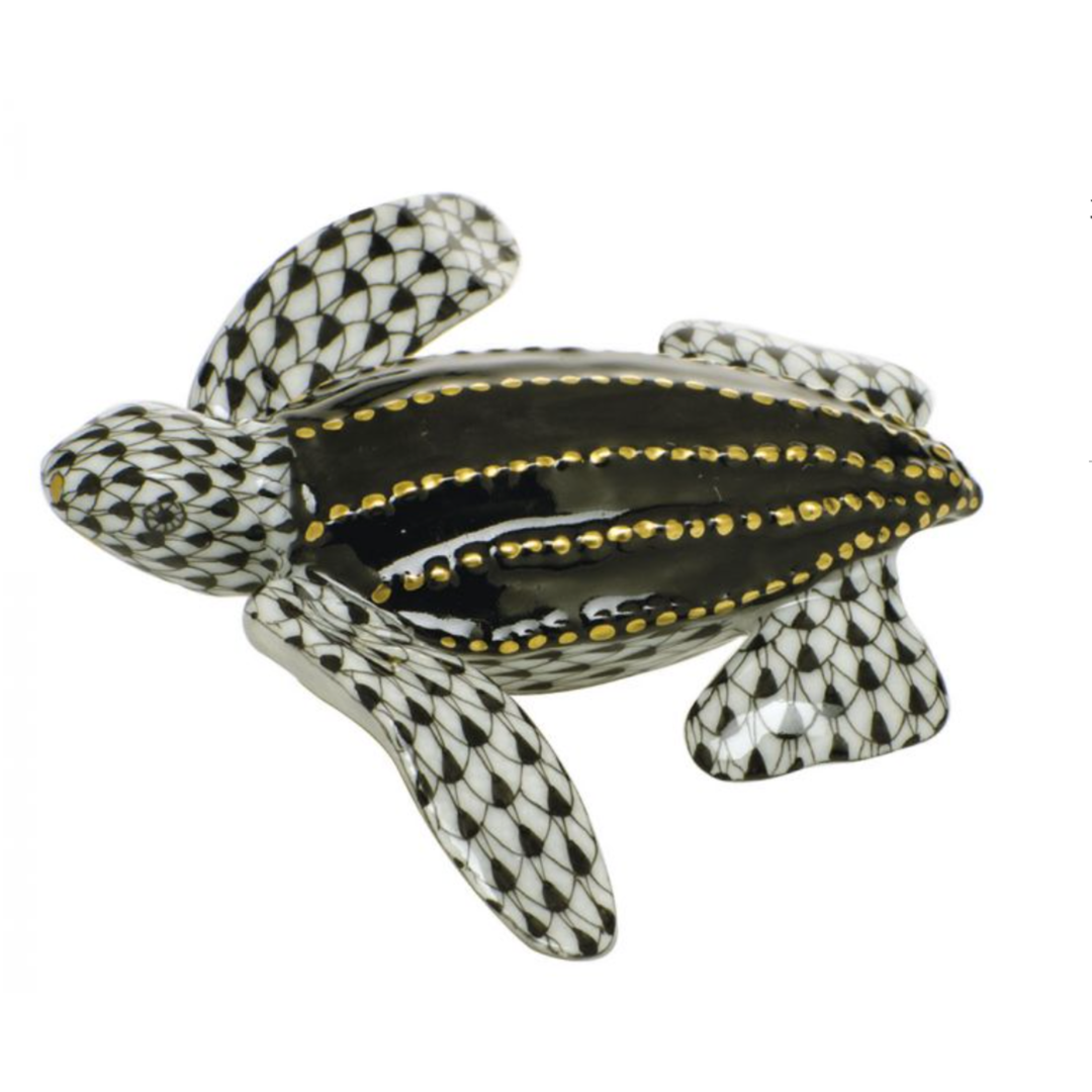 HEREND Young Leatherback Turtle BLACK