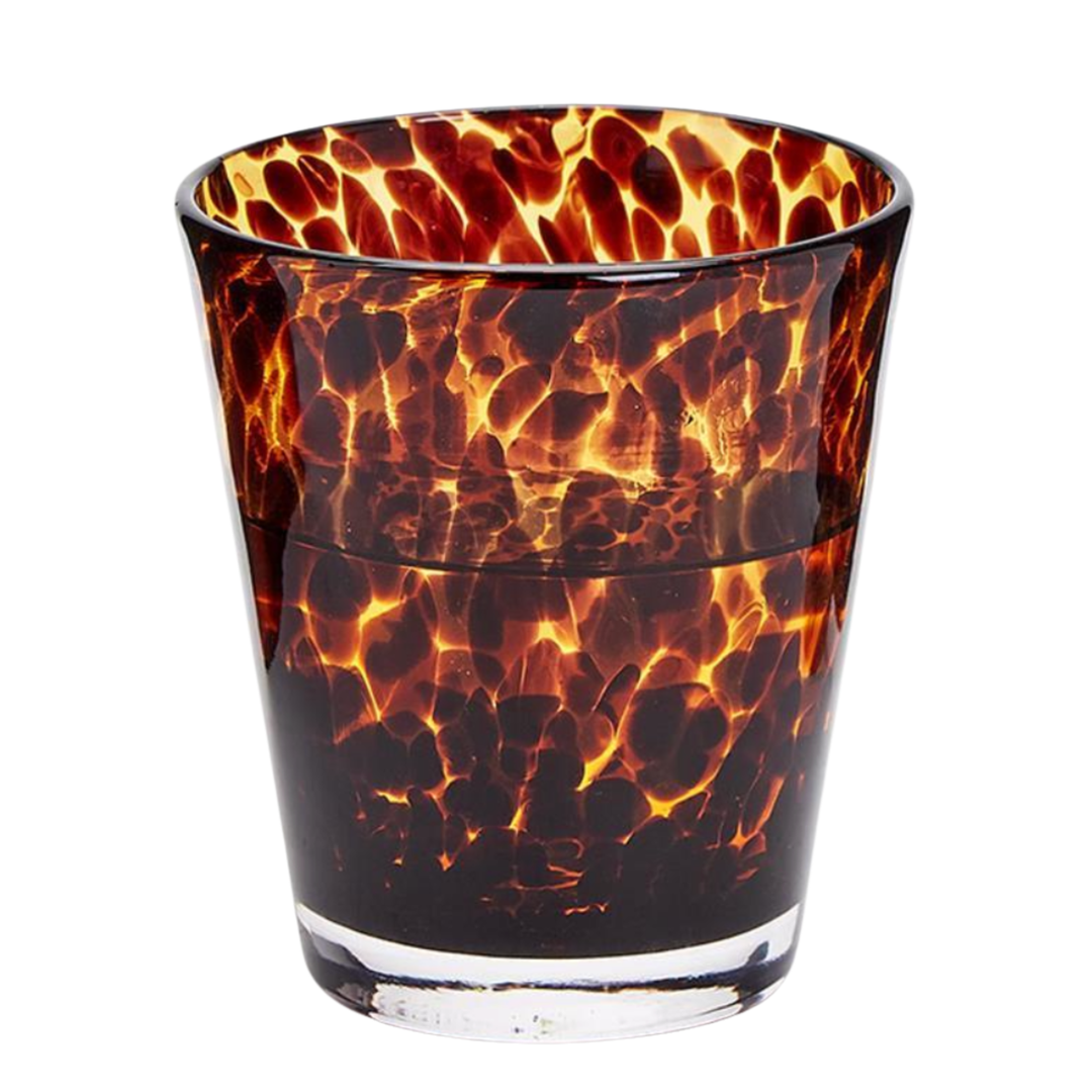 TWO'S COMPANY Tortoise Print Double Old Fashion Glass Default Title