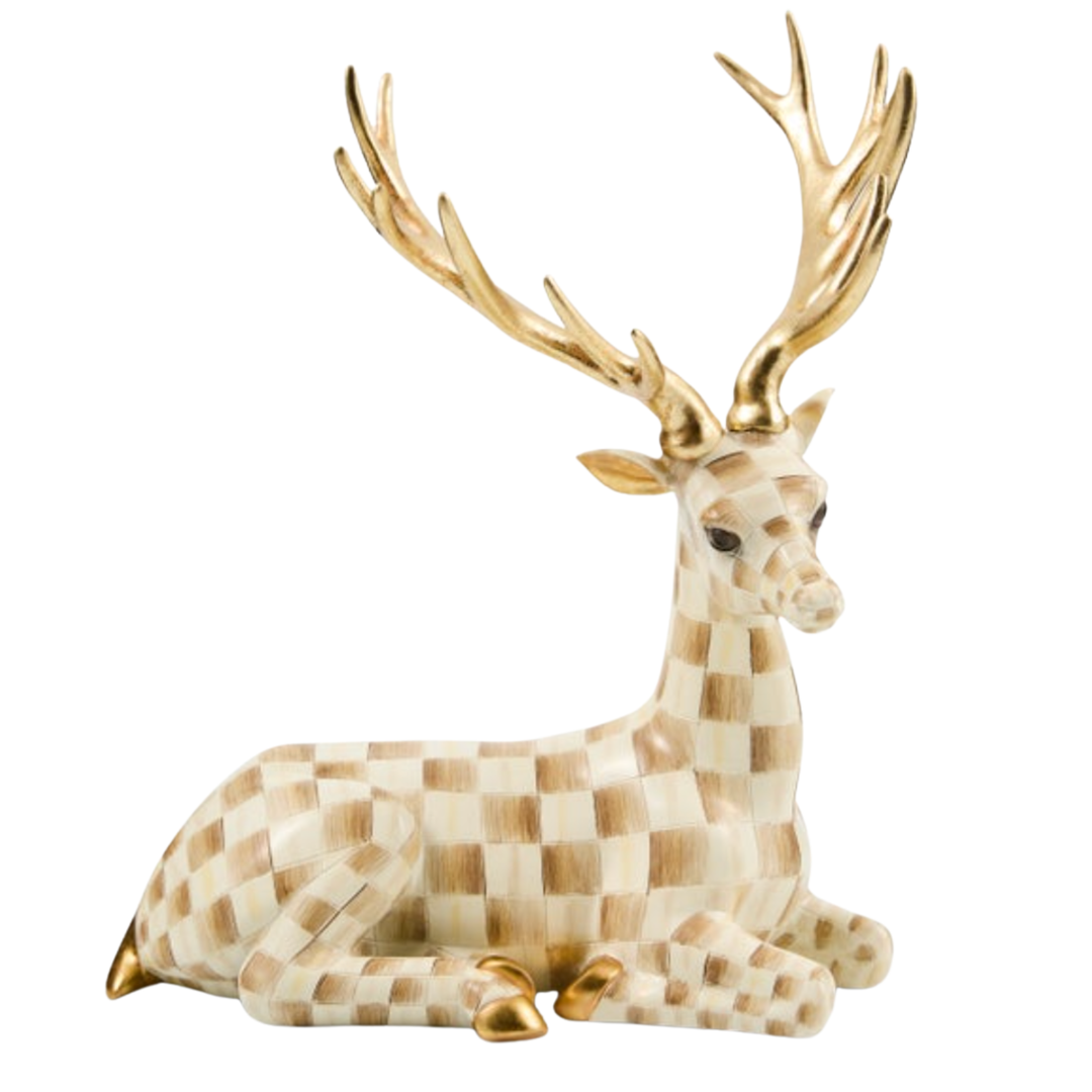MACKENZIE CHILDS Mocha Check Resting Deer Default Title