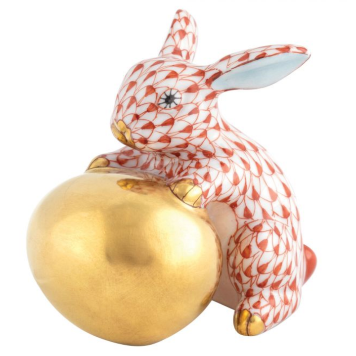 HEREND Bunny With Egg RUST