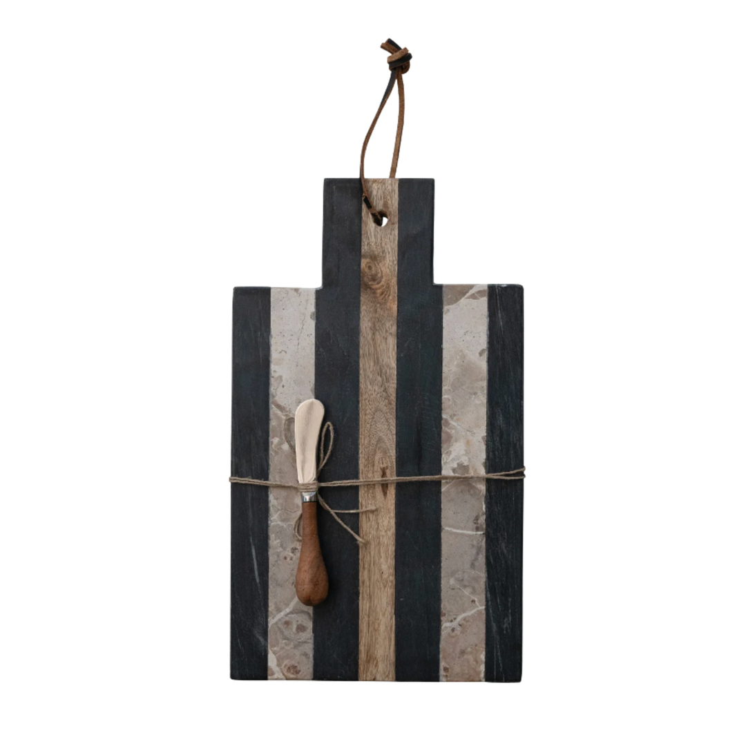 Marble Cutting Board With Knife