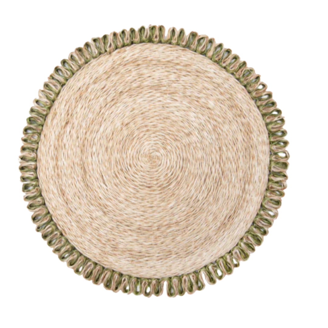 COULEUR NATURE Abaca Oliva Green And Natural Round Placemat Default Title