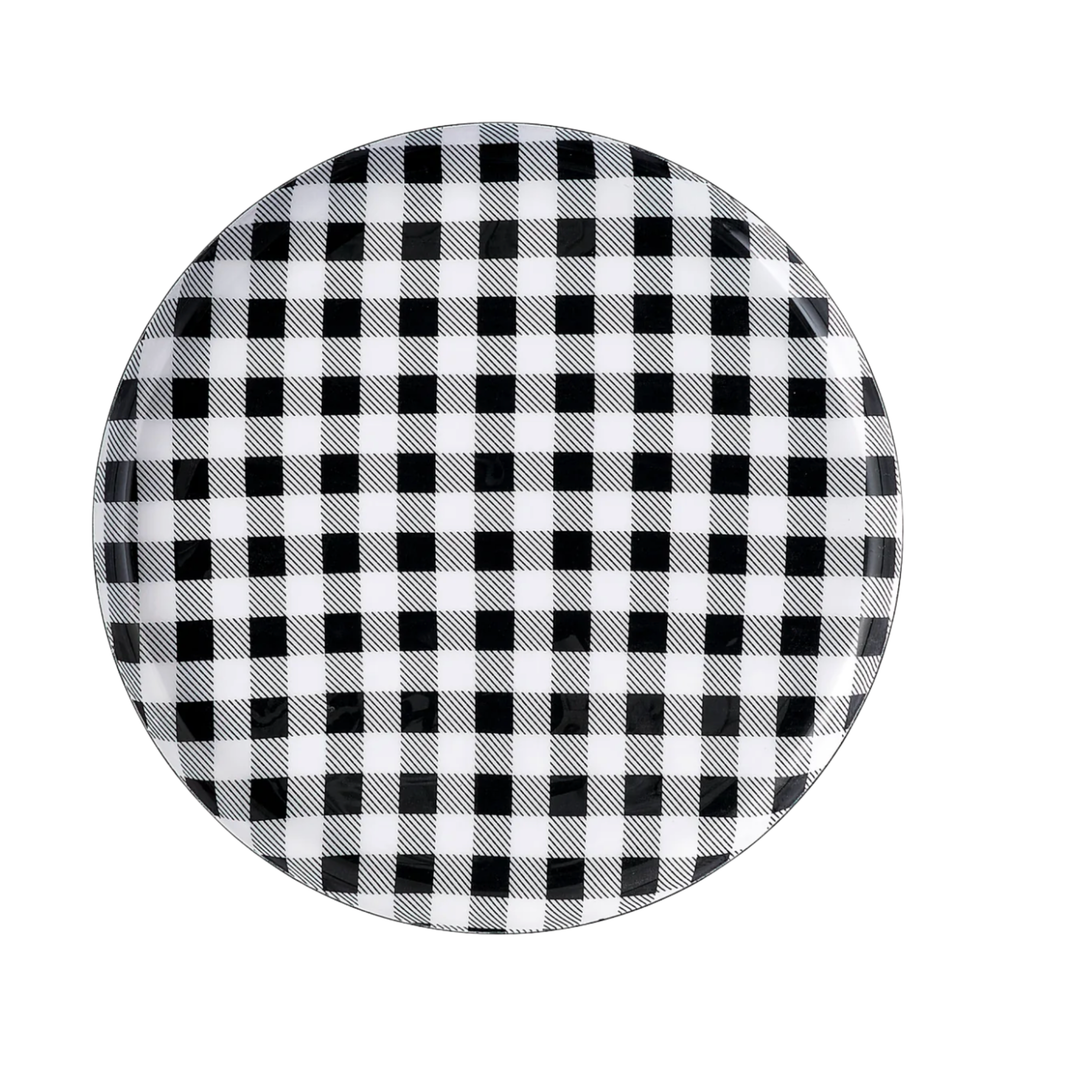 180 DEGREES Black Gingham Metal Serving Tray Default Title