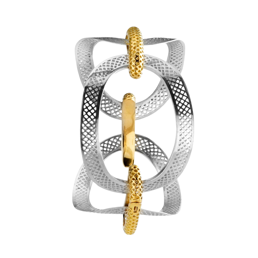 Polished Sterling Silver and 18K Yellow Gold Bracelet