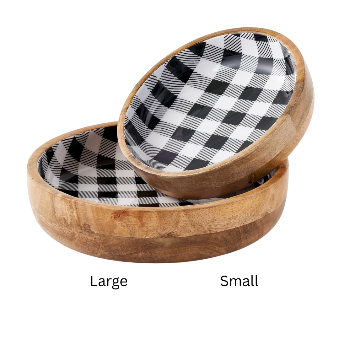 180 DEGREES Individually Sold Black Gingham Large Low Bowl Default Title