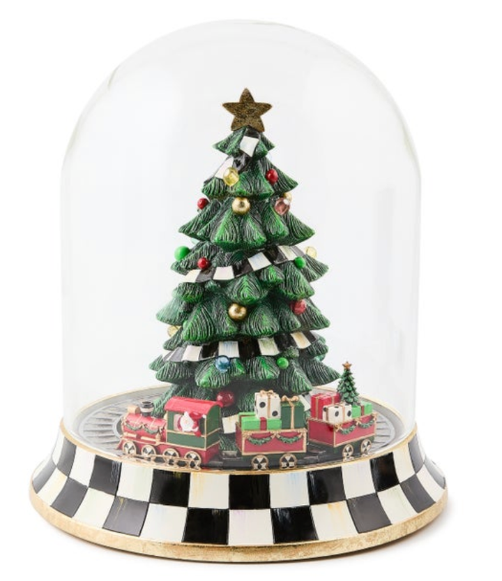 MACKENZIE CHILDS Christmas Tree Train Cloche Music Box Default Title