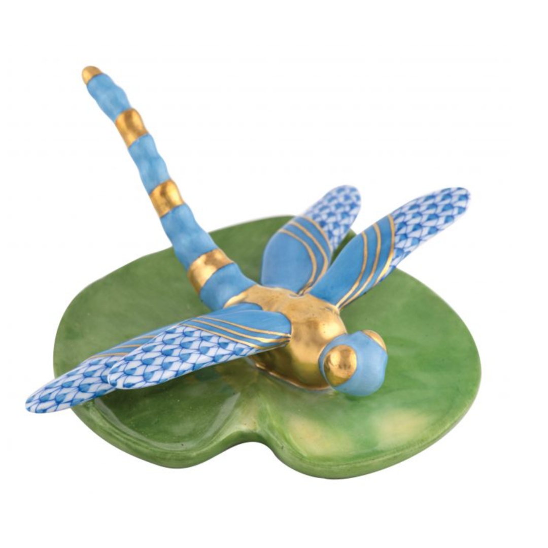 HEREND Dragonfly On Lily Pad BLUE,BLACK,RUST,BUTTERSCOTCH,SAPPHIRE,CHOCOLATE,GREEN,KEYLIME