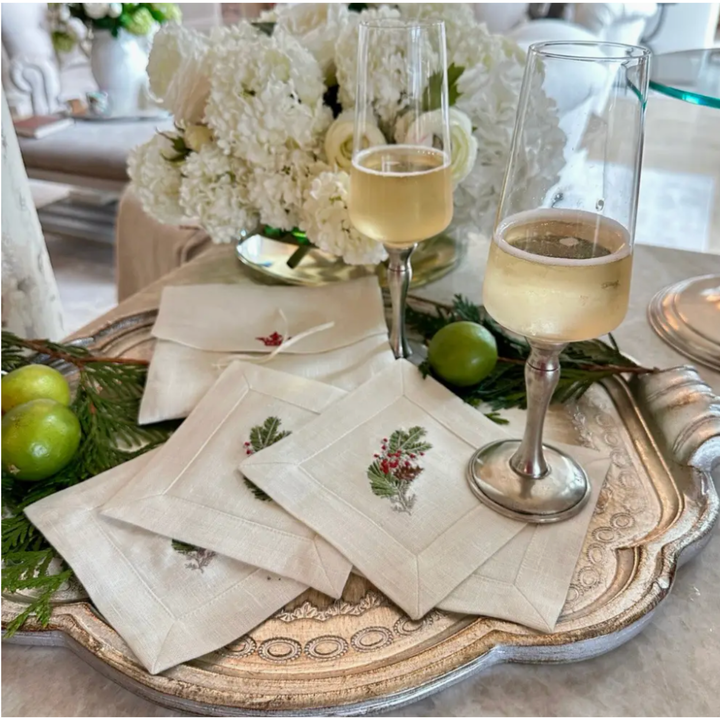 ARTE ITALICA Individually Sold Natale Sprig Cocktail Napkin