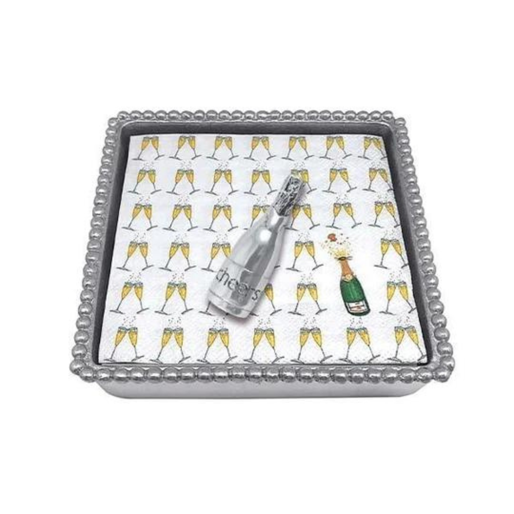 MARIPOSA Champagne Bottle Weight On Napkins and Beaded Napkin Box Default Title