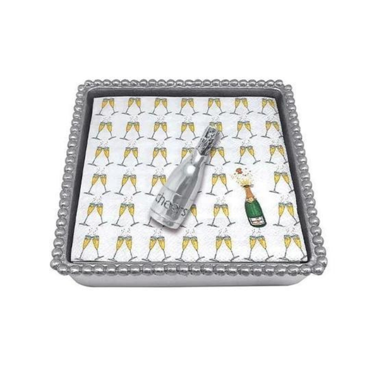 MARIPOSA Champagne Bottle Weight On Napkins and Beaded Napkin Box Default Title