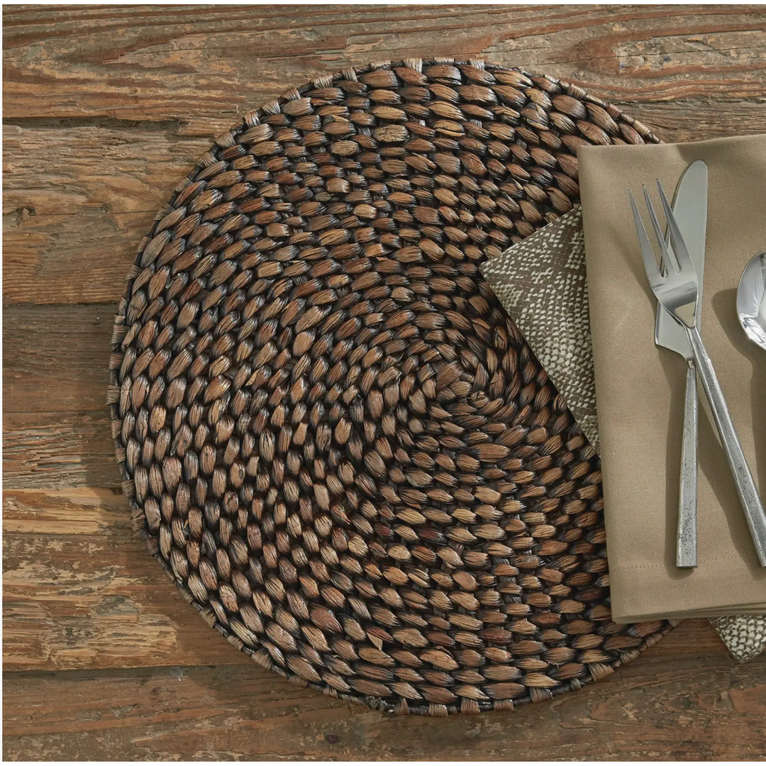 Braided Brown Hyacinth Round Placemat