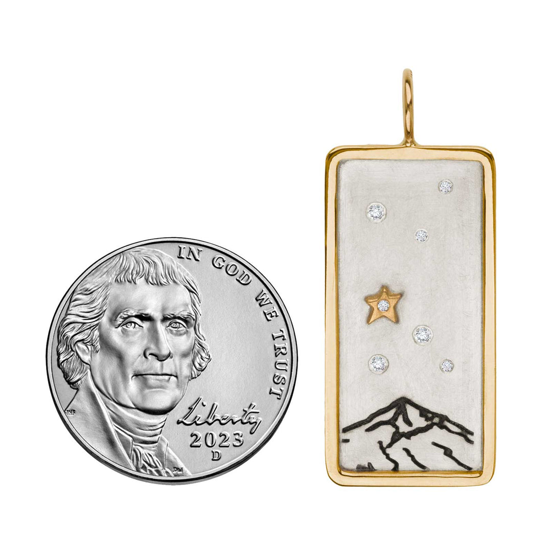 HEATHER B. MOORE Lone Peak Gold Silver Framed ID Tag With Raised Gold Star And Diamonds