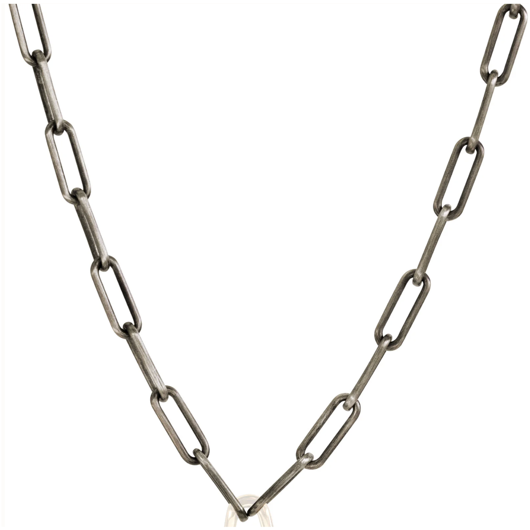 Silver Patina Link Hinge 31" Chain in Sterling Silver