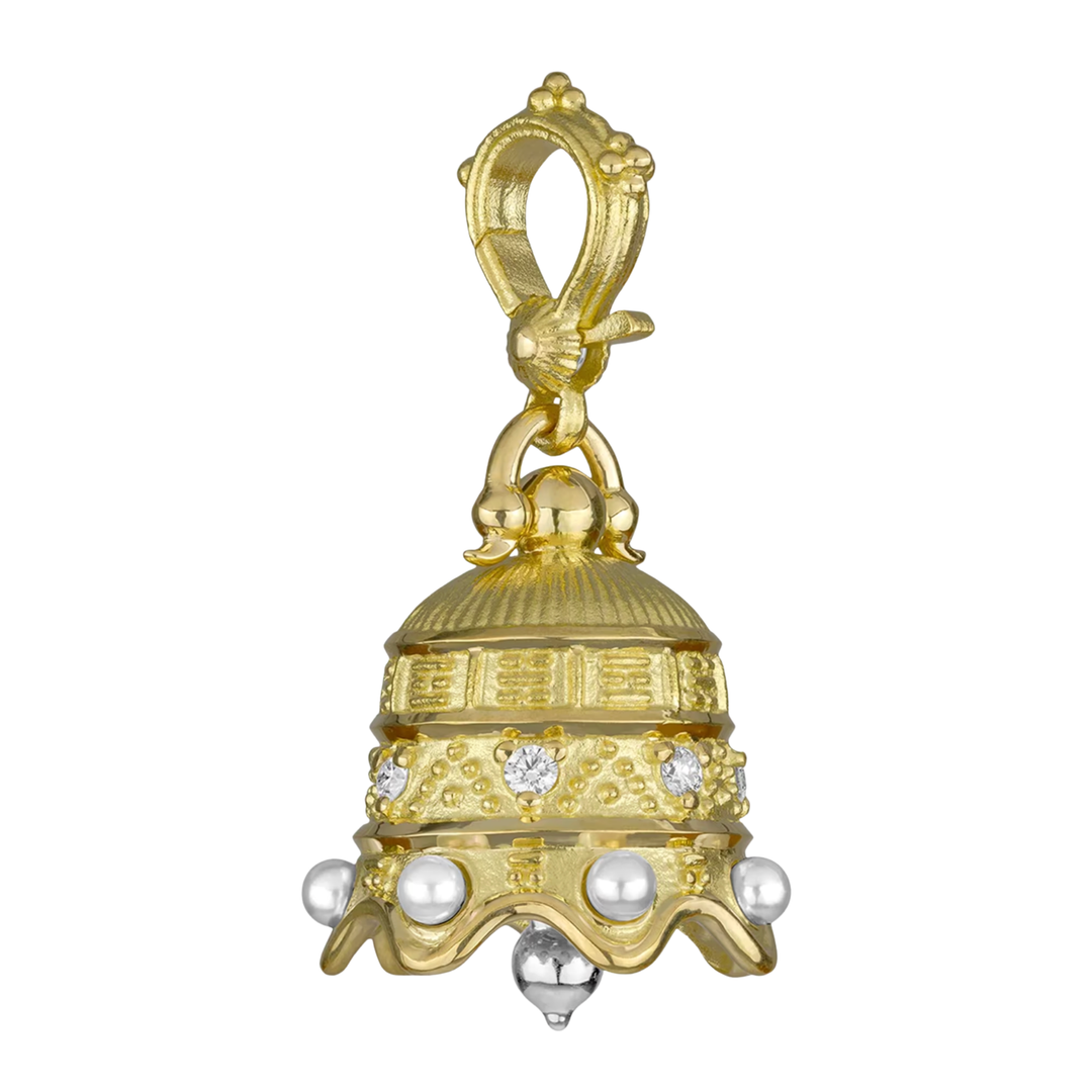 PAUL MORELLI 18K Yellow Gold Stone Temple Pearl And Diamond Bell Default Title