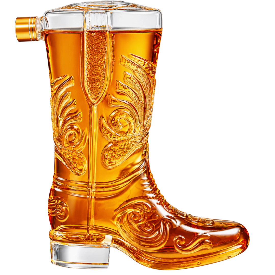 THE WINE SAVANT Western Cowboy Boot Glass Whiskey Decanter Default Title